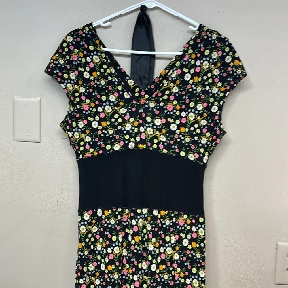Tory Burch floral Juillet viscose side tip up sleeveless stunning dress size M